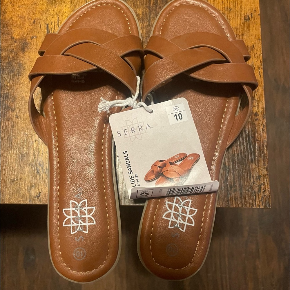 Serra Brown Braided Slide Sandals